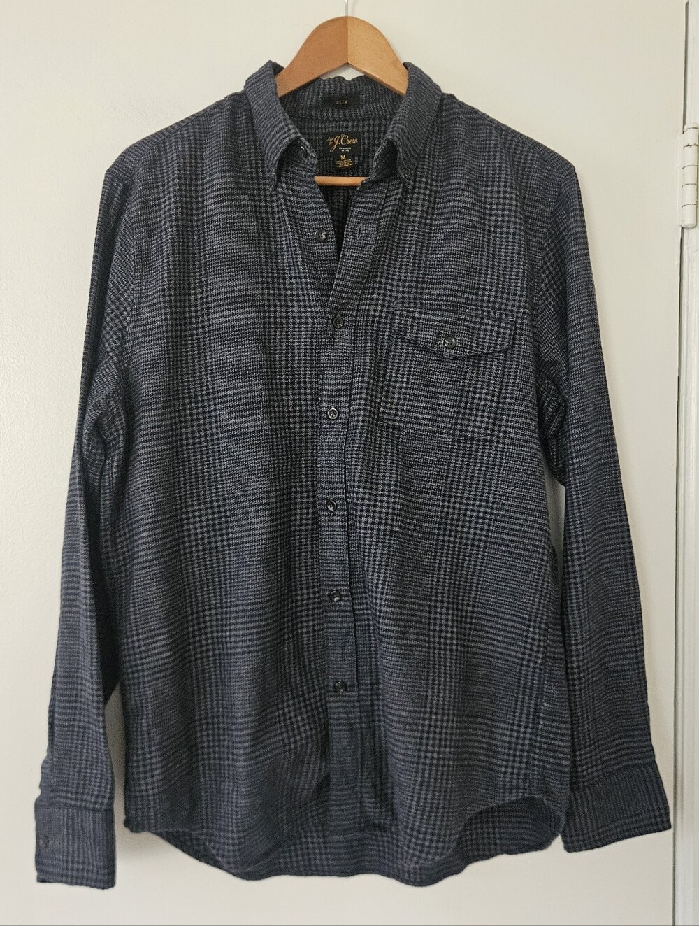 J Crew Mens Shirt M Slim Cashmere Blend Flannel Plaid BN823 Soft Preppy Office